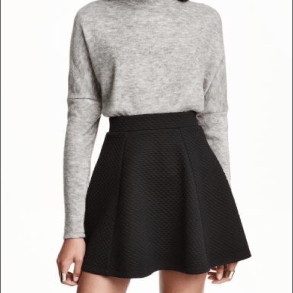 Black Textured Fabric Circle Mini Skirt